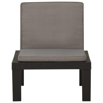 vidaXL Садове крісло для відпочинку з подушками Сірий Пластик