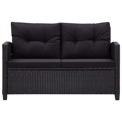 vidaXL Садовий диван 2-місний з подушками Чорний 124 см Поліротанг
