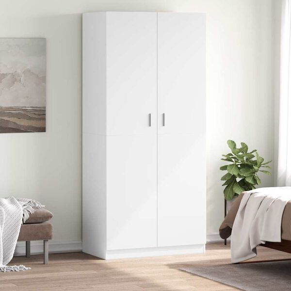 800630 vidaXL Wardrobe White 90x52x200 cm Chipboard