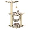 vidaXL Котяче дерево з сизальними дряпками Бежевий Відбитки лап 65 см