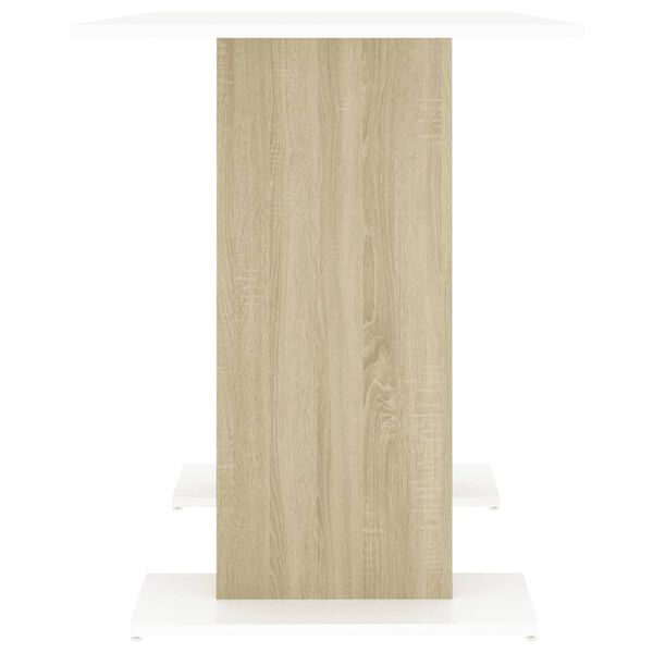 800248 vidaXL Dining Table White and Sonoma Oak 110x60x75 cm Chipboard