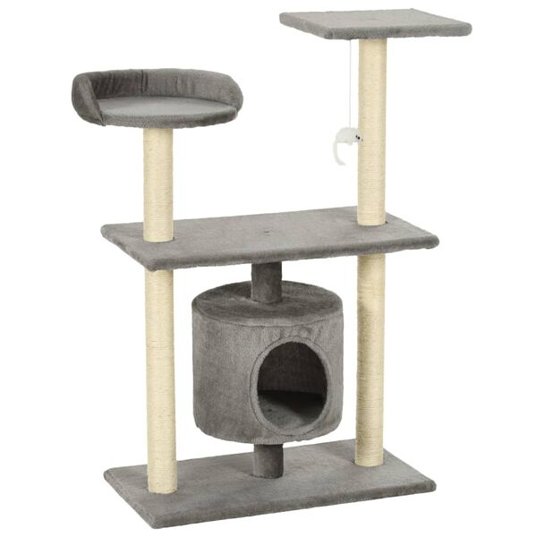 170512 vidaXL Cat Tree with Sisal Scratching Posts 95 cm Grey