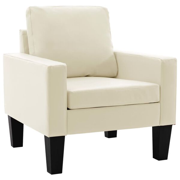 vidaXL Крісло з підлокітниками Кремовий Штучна шкіра