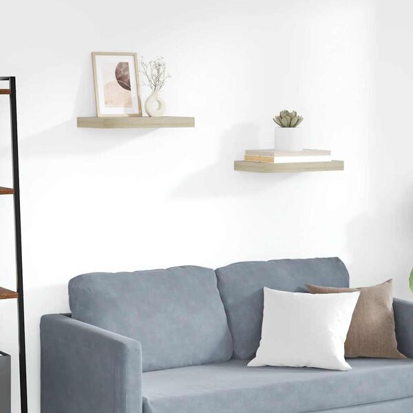 vidaXL Настінні полиці з прихованим кріпленням 2 шт Колір дуба 40x23x3,8 см МДФ