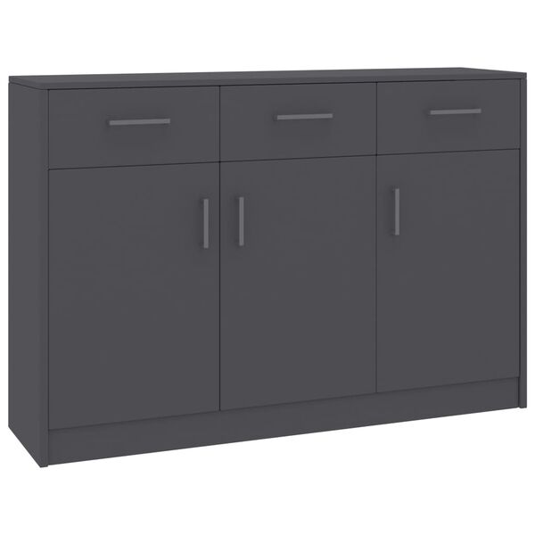 800704 vidaXL Sideboard Grey 110x30x75 cm Chipboard