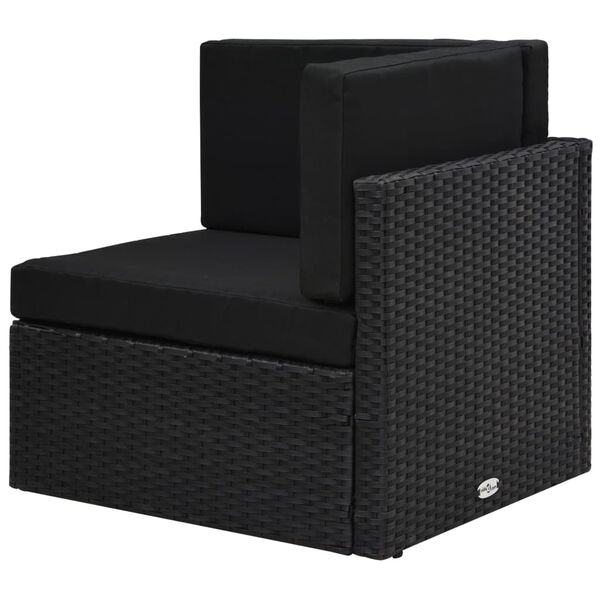 vidaXL Секційний кутовий диван Чорний Поліротанг