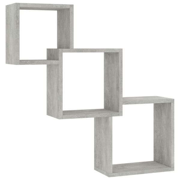 800274 vidaXL Cube Wall Shelves Concrete Grey 84,5x15x27 cm Chipboard