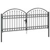 vidaXL Двостулкові Ворота з Арковим Верхом Чорний 300x125 см Сталь