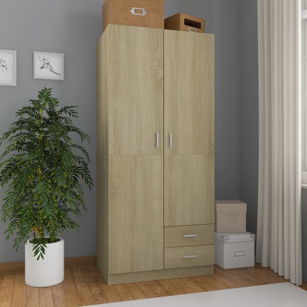 800642 vidaXL Wardrobe Sonoma Oak 80x52x180 cm Chipboard