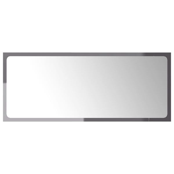 804629 vidaXL Bathroom Mirror High Gloss Grey 90x1,5x37 cm Chipboard