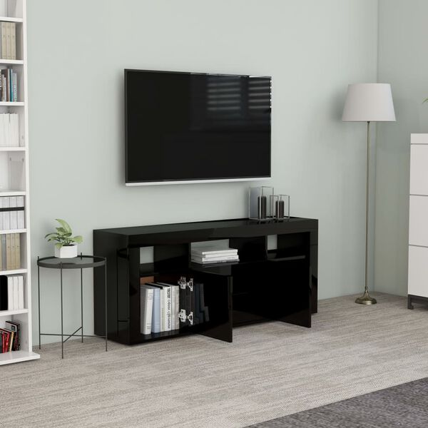 801821 vidaXL TV Cabinet High Gloss Black 120x30x50 cm Chipboard