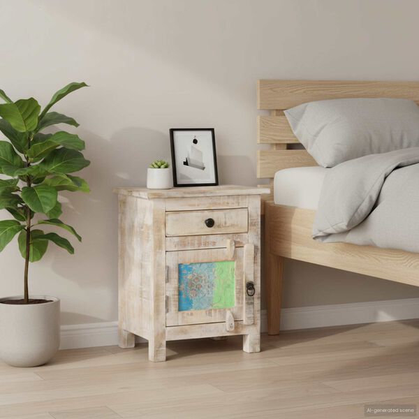 vidaXL Приліжкова Тумбочка 40x30x50 см Необроблений Масив Дерева Манго