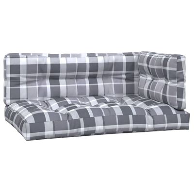 vidaXL Подушки для дивана з піддонів 3 шт Картатий сірий