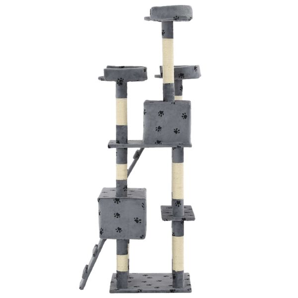 vidaXL Дерево для Котів з Сизальними Дряпками Сірий Відбитки Лап 170 см