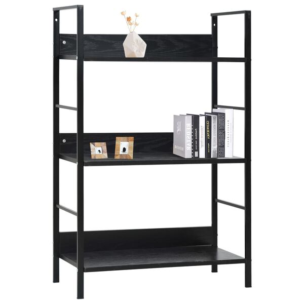 288218 vidaXL 3-Layer Book Shelf Black 60x27,6x90,5 cm Chipboard