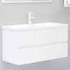 804761 vidaXL Sink Cabinet High Gloss White 90x38,5x45 cm Chipboard