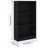 800865 vidaXL 3-Tier Book Cabinet Black 60x24x108 cm Chipboard