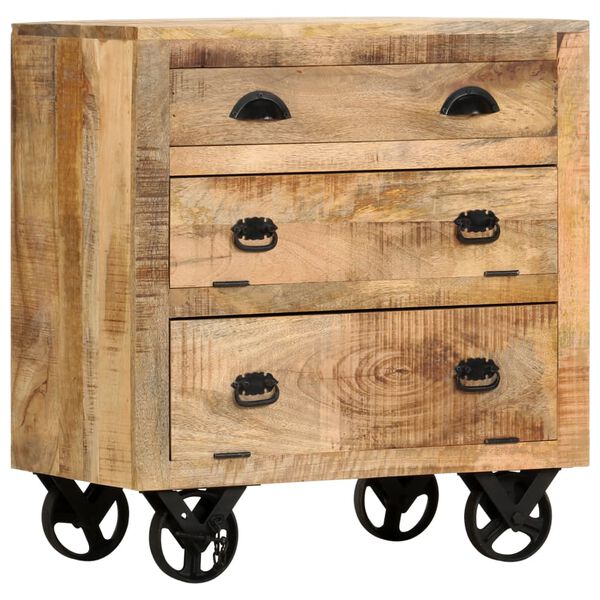 vidaXL Приставна шафа з коліщатами 70x40x75 см Масив дерева манго