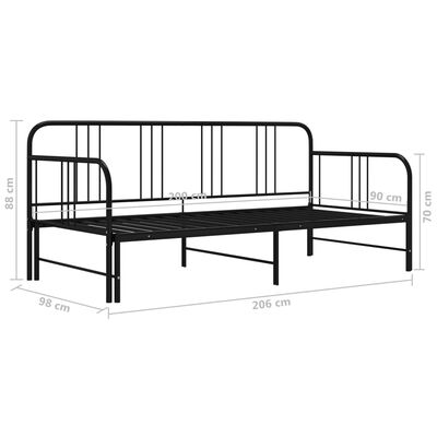 vidaXL Каркас дивана-ліжка висувний Чорний 90х200 см Метал