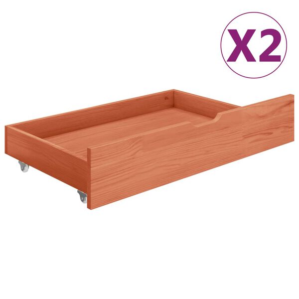 321987 vidaXL Bed Drawers 2 pcs Honey Brown Solid Pine Wood