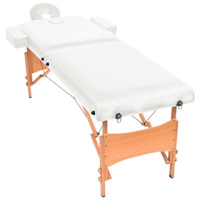 vidaXL Розкладний 2-х зонний масажний стіл Білий Товщина 10 см