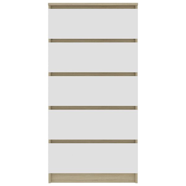 vidaXL Сервант з шухлядами Білий/Дуб сонома 60х35х121 см ДСП