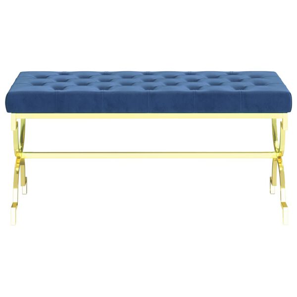 vidaXL Лавка Синій 99 см Оксамитова Тканина і Нержавіюча Сталь