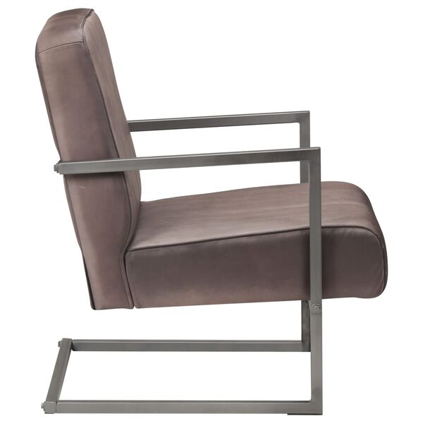 321857 vidaXL Cantilever Sofa Chair Distressed Brown Real Leather