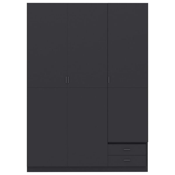 800794 vidaXL 3-Door Wardrobe Grey 120x50x180 cm Chipboard