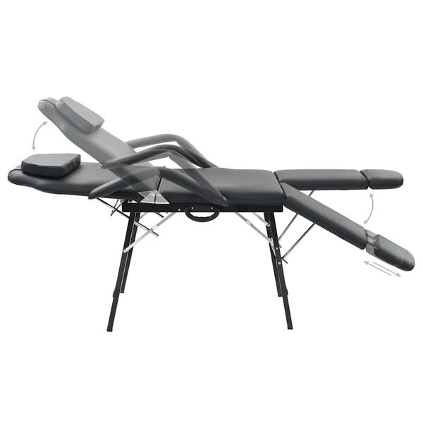 vidaXL Переносне Косметичне Крісло Чорний 185x78x76 см Штучна Шкіра