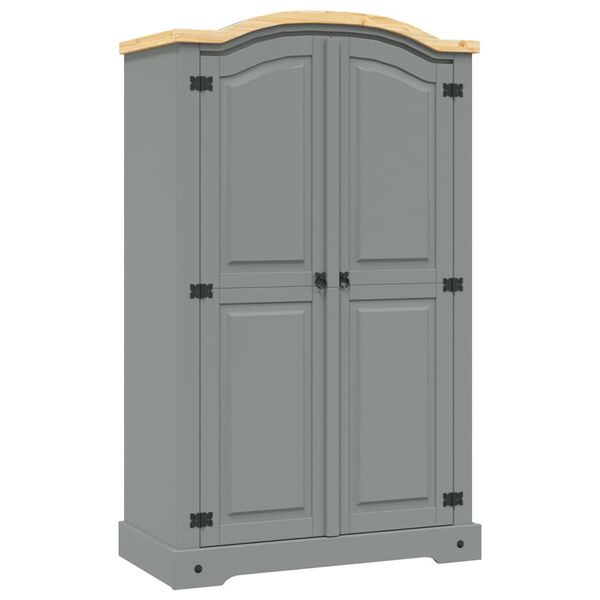 282619 vidaXL Wardrobe Mexican Pine Corona Range 2 Doors Grey