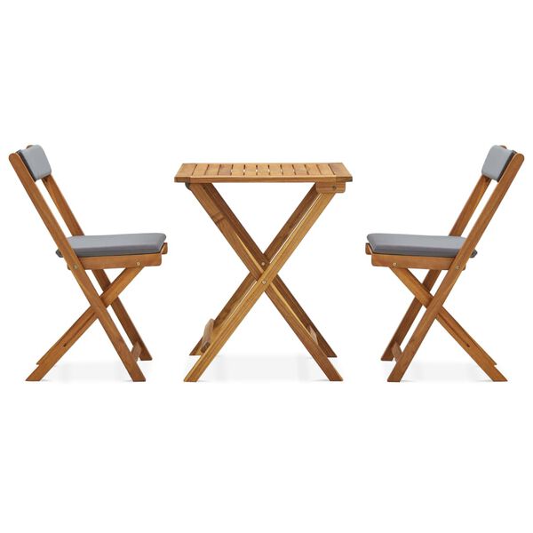 vidaXL Розкладний Комплект Меблів для Бістро 3 Од. з Подушками Акація