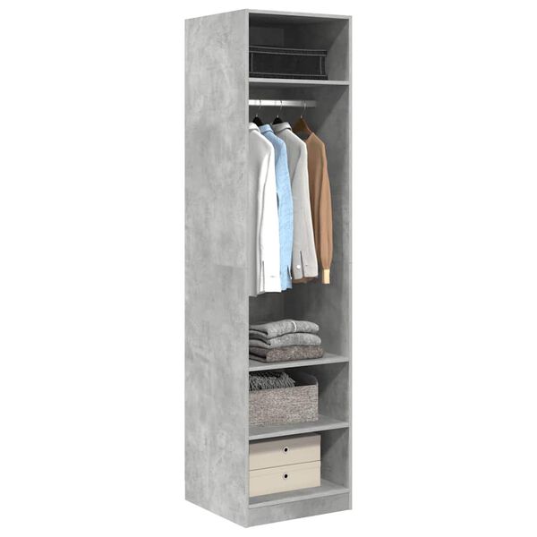 800238 vidaXL Wardrobe Concrete Grey 50x50x200 cm Chipboard