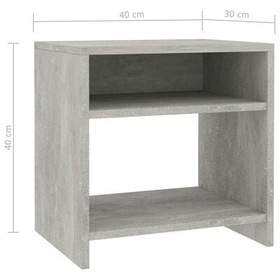 800017 vidaXL Bedside Cabinet Concrete Grey 40x30x40 cm Chipboard