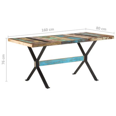 vidaXL Обідній стіл 160x80x76 см Масив відновленої деревини