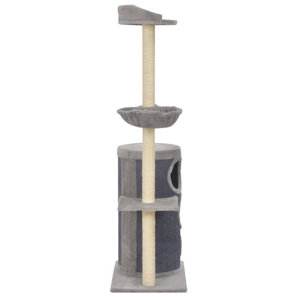 170668 vidaXL Cat Tree with Sisal Scratching Posts Grey 148 cm