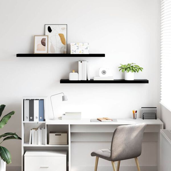 vidaXL Настінні полиці з прихованим кріпленням 2 шт Глянцевий чорний 120x23,5x3,8см МДФ