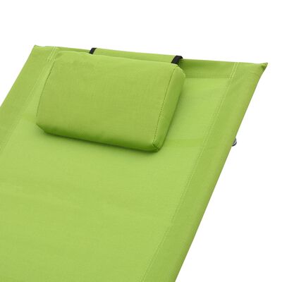 vidaXL Шезлонг з подушкою Зелений Текстилен