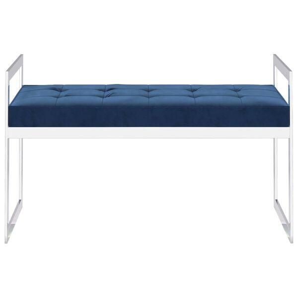 vidaXL Лавка Синій 97 см Оксамитова Тканина і Нержавіюча Сталь