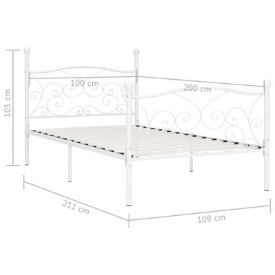 vidaXL Каркас ліжка з ламельною основою Білий 100х200 см Метал