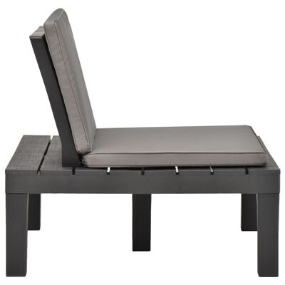 vidaXL Садове відпочинкове крісло з подушкою Антрацит Пластик