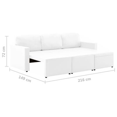 vidaXL 3-місний модульний диван-ліжко Білий Штучна шкіра