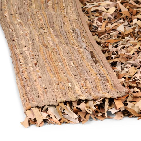 vidaXL Ворсистий Килимок Світло-Коричневий 120x170 см Натуральна Шкіра