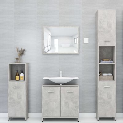 vidaXL Шафа для ванної кімнати Сірий бетон 30x30x183,5 см ДСП