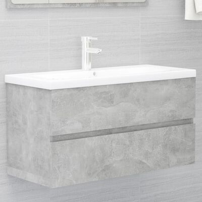 804759 vidaXL Sink Cabinet Concrete Grey 90x38,5x45 cm Chipboard