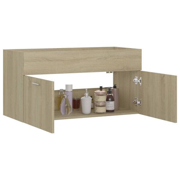 804668 vidaXL Sink Cabinet Sonoma Oak 90x38,5x46 cm Chipboard