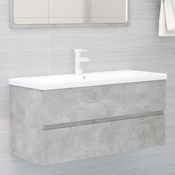 804768 vidaXL Sink Cabinet Concrete Grey 100x38,5x45 cm Chipboard