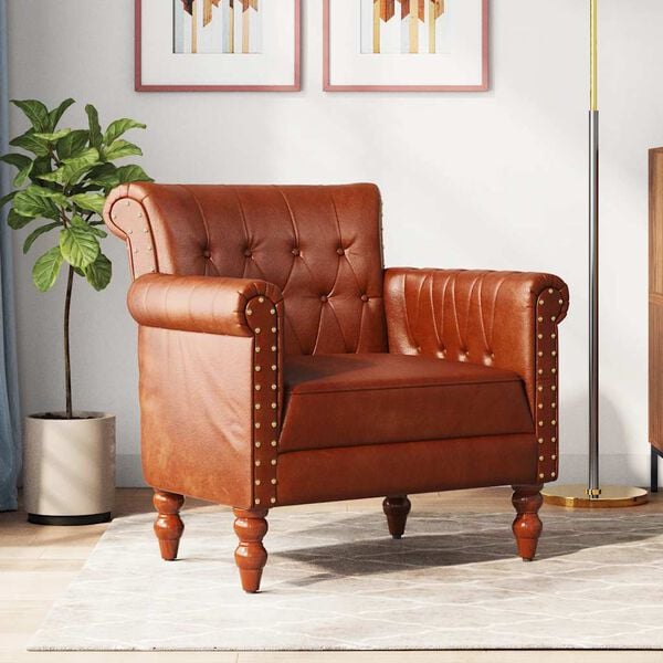 vidaXL Крісло Коричневий Натуральна козяча шкіра