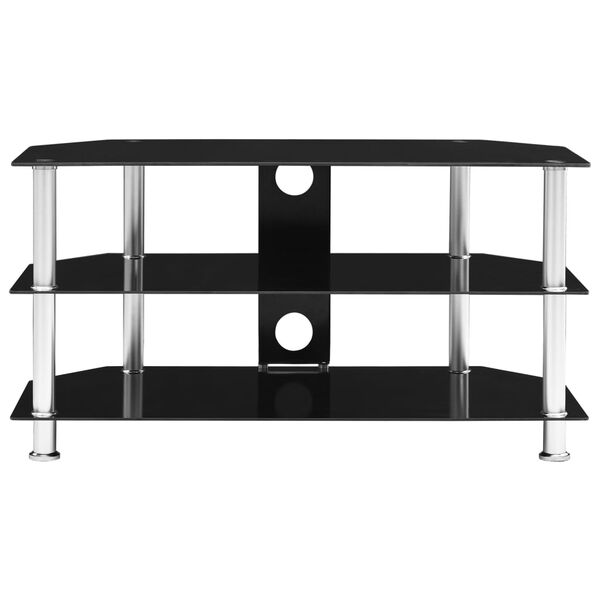 vidaXL Тумба під телевізор Чорний 96x46x50 см Загартоване скло