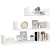 800204 vidaXL Wall Display Shelf 3 pcs High Gloss White Chipboard
